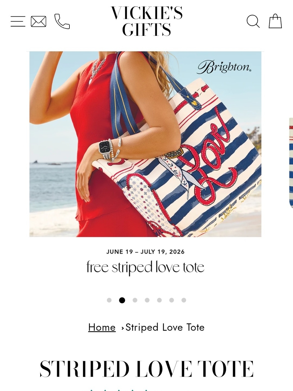 Brighton Striped Love Tote - Navy, White & Red